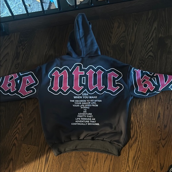 Other - Black Hoodie with Pink and White Lettering